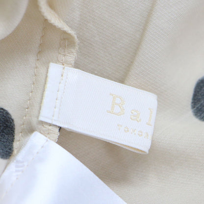 23春夏 ドット プリント パフスリーブ ブラウス / プルオーバー 半袖 ５分袖 バルーンスリーブ タック リボン 2WAY