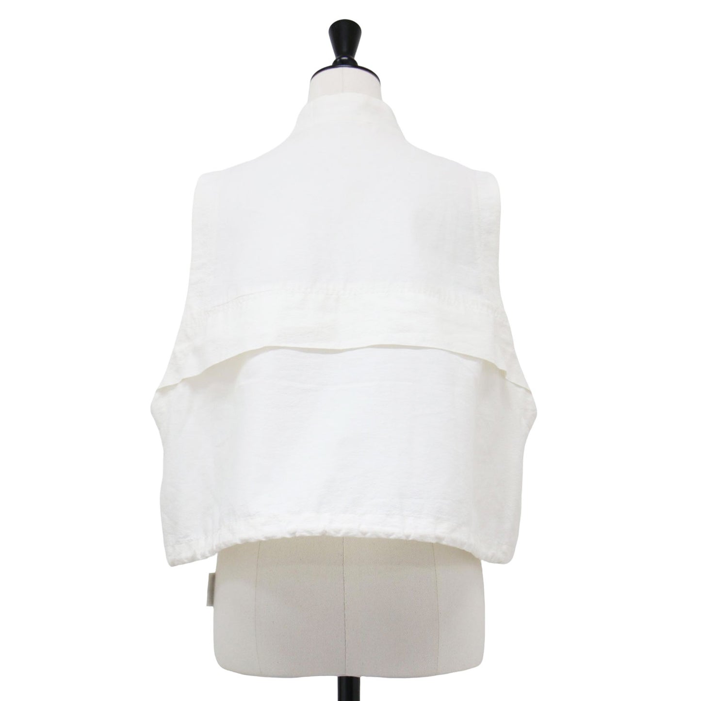 24春夏 フロントファスナー クロップド ベスト / CO/PE TUMBLER FINISH GILET ジレ ハイネック ドローコード コットン