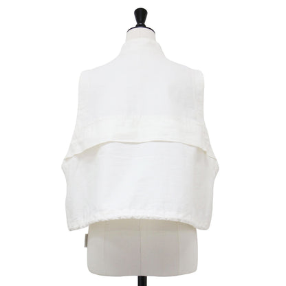 24春夏 フロントファスナー クロップド ベスト / CO/PE TUMBLER FINISH GILET ジレ ハイネック ドローコード コットン
