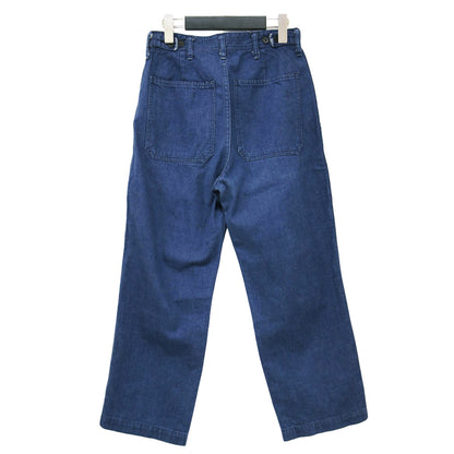 デニム ベイカーパンツ / カーブパンツ ハイウエスト クロップド丈 コットン