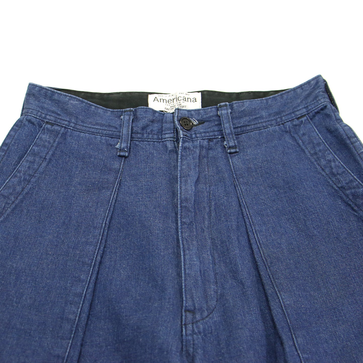 デニム ベイカーパンツ / カーブパンツ ハイウエスト クロップド丈 コットン