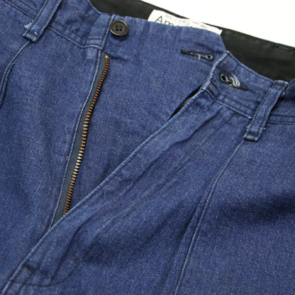 デニム ベイカーパンツ / カーブパンツ ハイウエスト クロップド丈 コットン