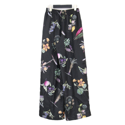 21秋冬 シルク ボタニカル プリント イージーパンツ / ワイド 花柄 ウエストゴム シルク