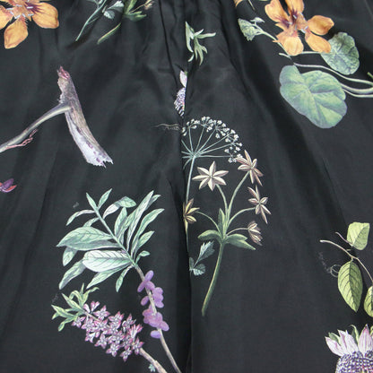 21秋冬 シルク ボタニカル プリント イージーパンツ / ワイド 花柄 ウエストゴム シルク