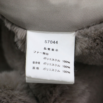 21秋冬 フード付き エコファー ロング ベスト / ジレ チュニック丈 切替 スリット