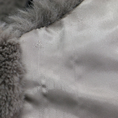 21秋冬 フード付き エコファー ロング ベスト / ジレ チュニック丈 切替 スリット