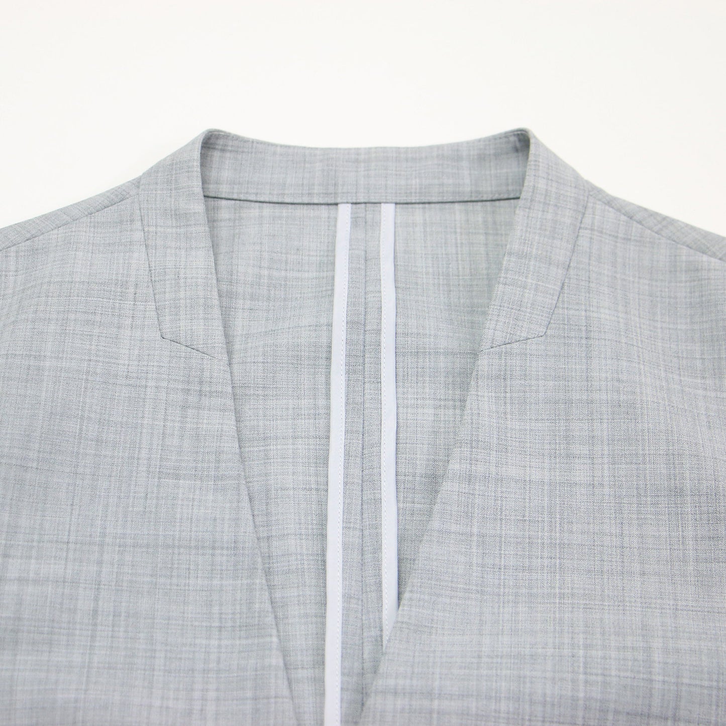 ノーラペル ジャケット パンツ スーツ / セットアップ 長袖 ノーカラー テーパード センタープレス ウール