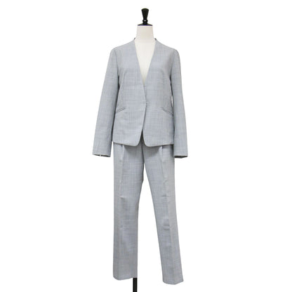 ノーラペル ジャケット パンツ スーツ / セットアップ 長袖 ノーカラー テーパード センタープレス ウール