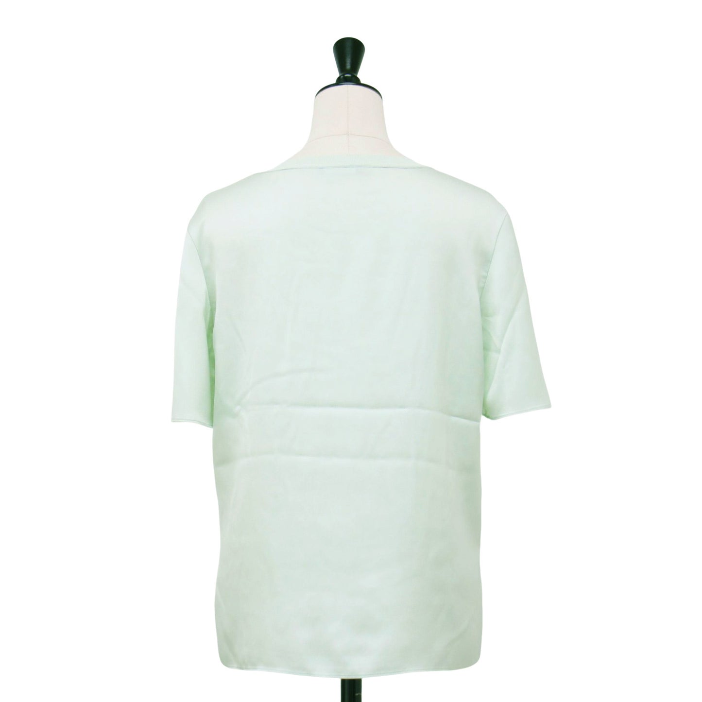 25春夏 サテン 半袖 ブラウス / Rue Satin Kole Tシャツ クルーネック リブ サイドスリット ウォッシャブル