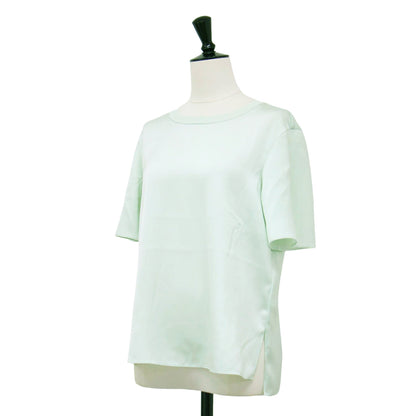 25春夏 サテン 半袖 ブラウス / Rue Satin Kole Tシャツ クルーネック リブ サイドスリット ウォッシャブル