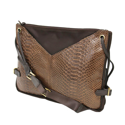 パイソン ナイロン ショルダーバッグ / 肩掛け クロスボディ 型押し レザー