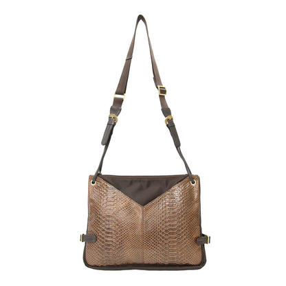 パイソン ナイロン ショルダーバッグ / 肩掛け クロスボディ 型押し レザー