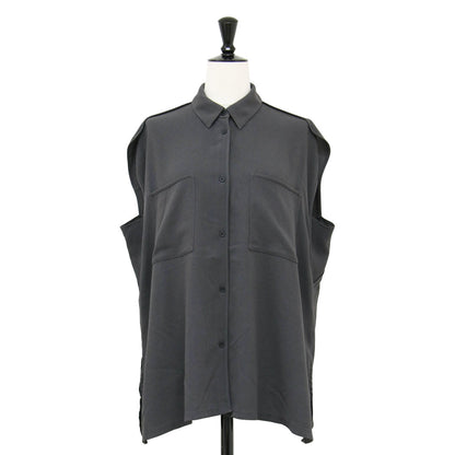 24春夏 ジャージーライク ジョーゼット パイピングスリーブ ブラウス / シャツ ノースリーブ ワイド