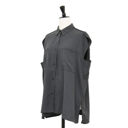 24春夏 ジャージーライク ジョーゼット パイピングスリーブ ブラウス / シャツ ノースリーブ ワイド