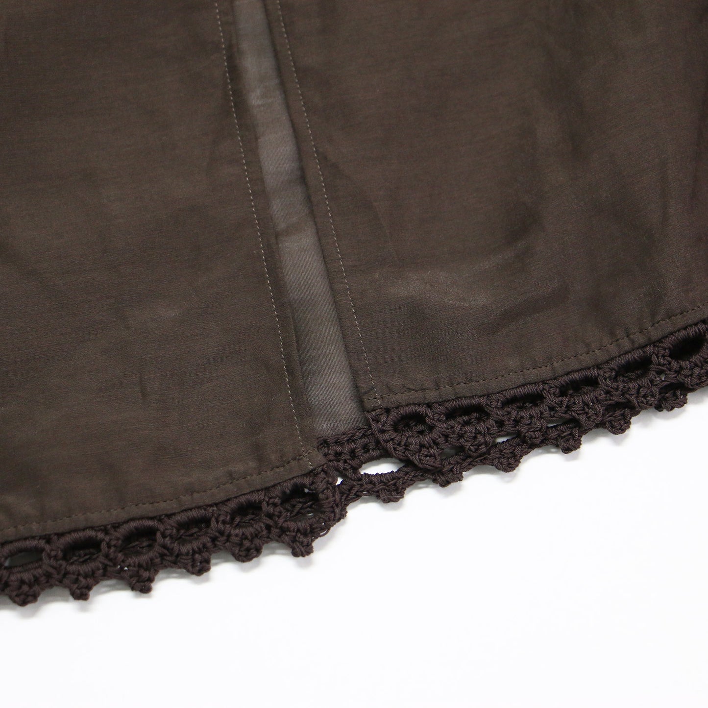 25春夏 コットン シルク ローン フレア ブラウス / 長袖 ギャザー ボタンレス かぎ針編み