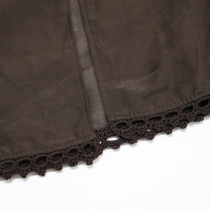 25春夏 コットン シルク ローン フレア ブラウス / 長袖 ギャザー ボタンレス かぎ針編み