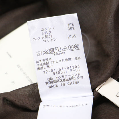 25春夏 コットン シルク ローン フレア ブラウス / 長袖 ギャザー ボタンレス かぎ針編み