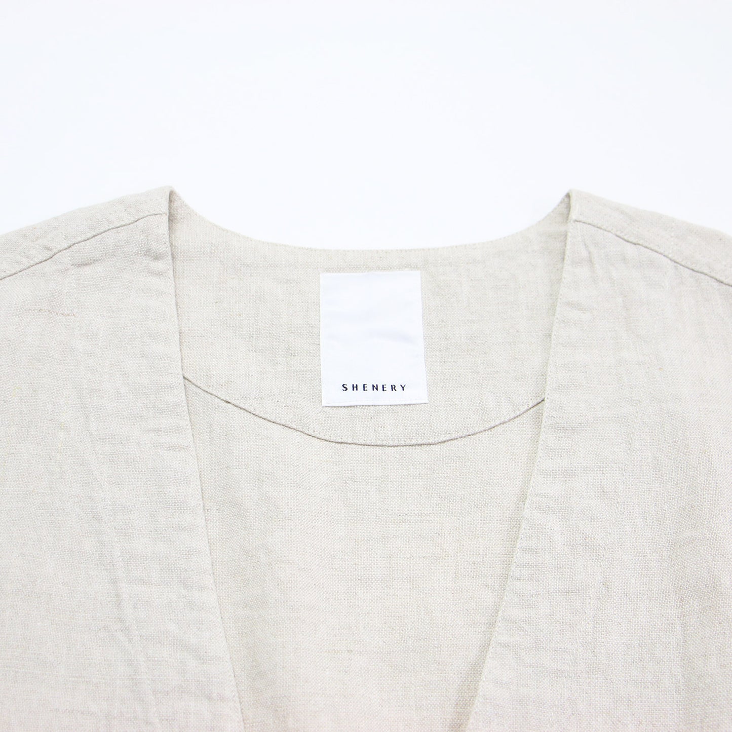 22春夏 深Vネック リネン ベスト / プルオーバー ノースリーブ ワイド フリンジ　