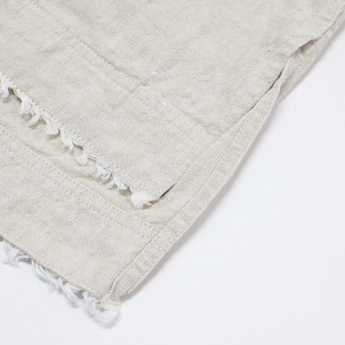 22春夏 深Vネック リネン ベスト / プルオーバー ノースリーブ ワイド フリンジ　