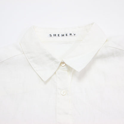 21春夏 2WAY リネン カシュクール オーバーシャツ / ブラウス 長袖 ドロップショルダー