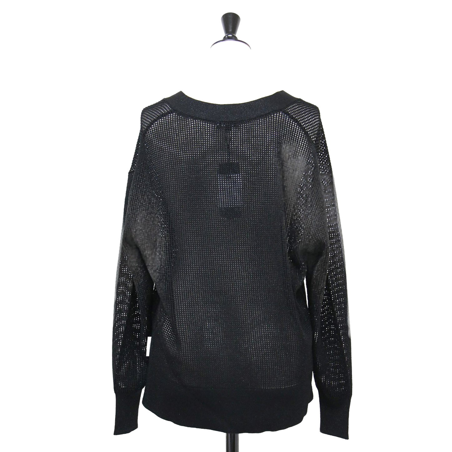 24春夏 ラメ メッシュ Vネック カーディガン / ニット 長袖 スリット ハイゲージ