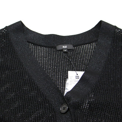 24春夏 ラメ メッシュ Vネック カーディガン / ニット 長袖 スリット ハイゲージ