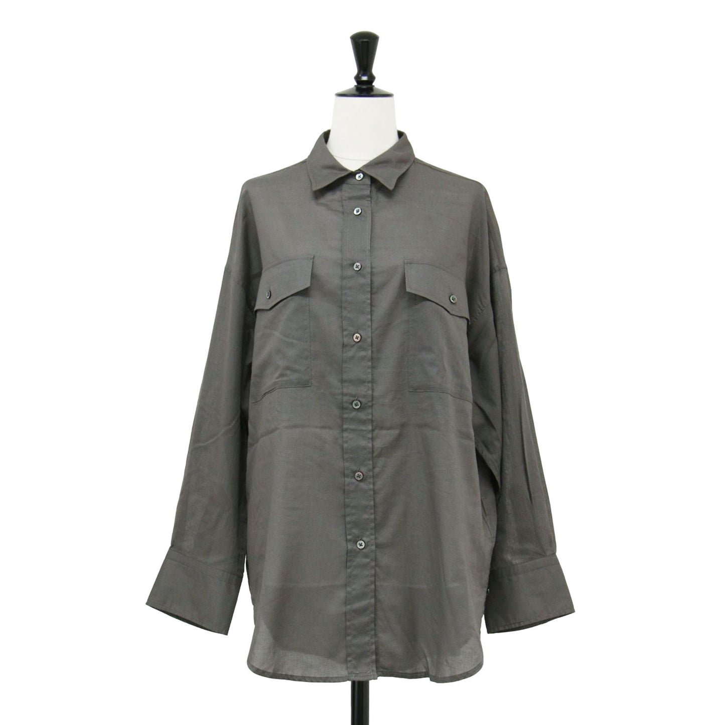 22春夏 コットンローン シアー シャツ / ブラウス 長袖 カシュクール 2WAY