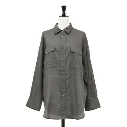 22春夏 コットンローン シアー シャツ / ブラウス 長袖 カシュクール 2WAY