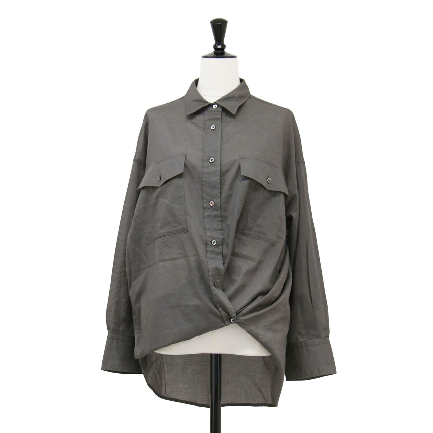 22春夏 コットンローン シアー シャツ / ブラウス 長袖 カシュクール 2WAY