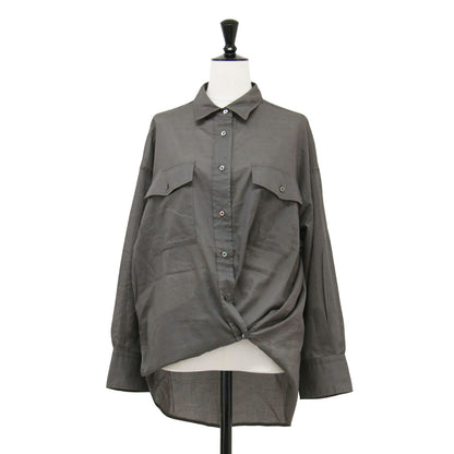 22春夏 コットンローン シアー シャツ / ブラウス 長袖 カシュクール 2WAY