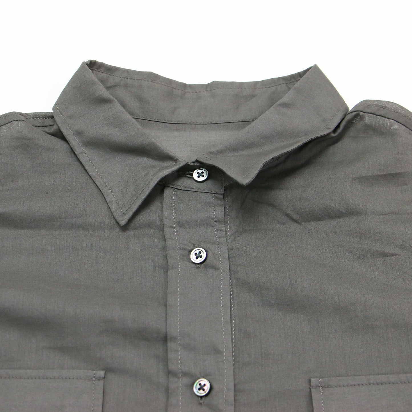 22春夏 コットンローン シアー シャツ / ブラウス 長袖 カシュクール 2WAY