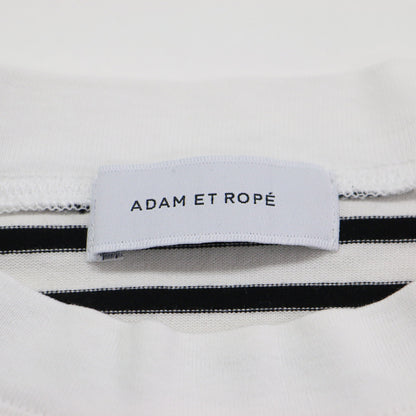 23春夏 ボーダー クロップド Tシャツ / カットソー 5分袖 クルーネック ワイド ドロップショルダー コットン