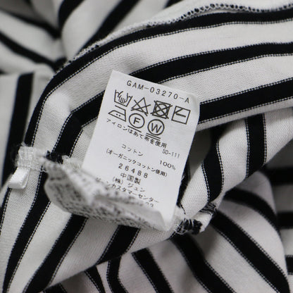 23春夏 ボーダー クロップド Tシャツ / カットソー 5分袖 クルーネック ワイド ドロップショルダー コットン