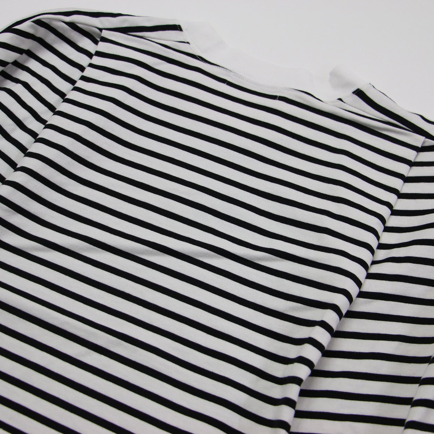 23春夏 ボーダー クロップド Tシャツ / カットソー 5分袖 クルーネック ワイド ドロップショルダー コットン