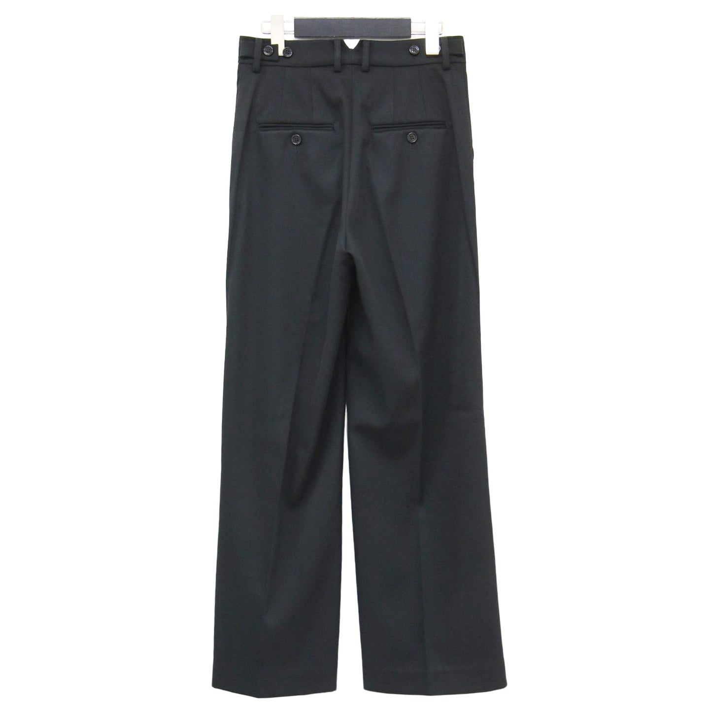 ハイウエスト ストレート ワイドパンツ / スラックス センタープレス テーパード フルレングス ストレッチ