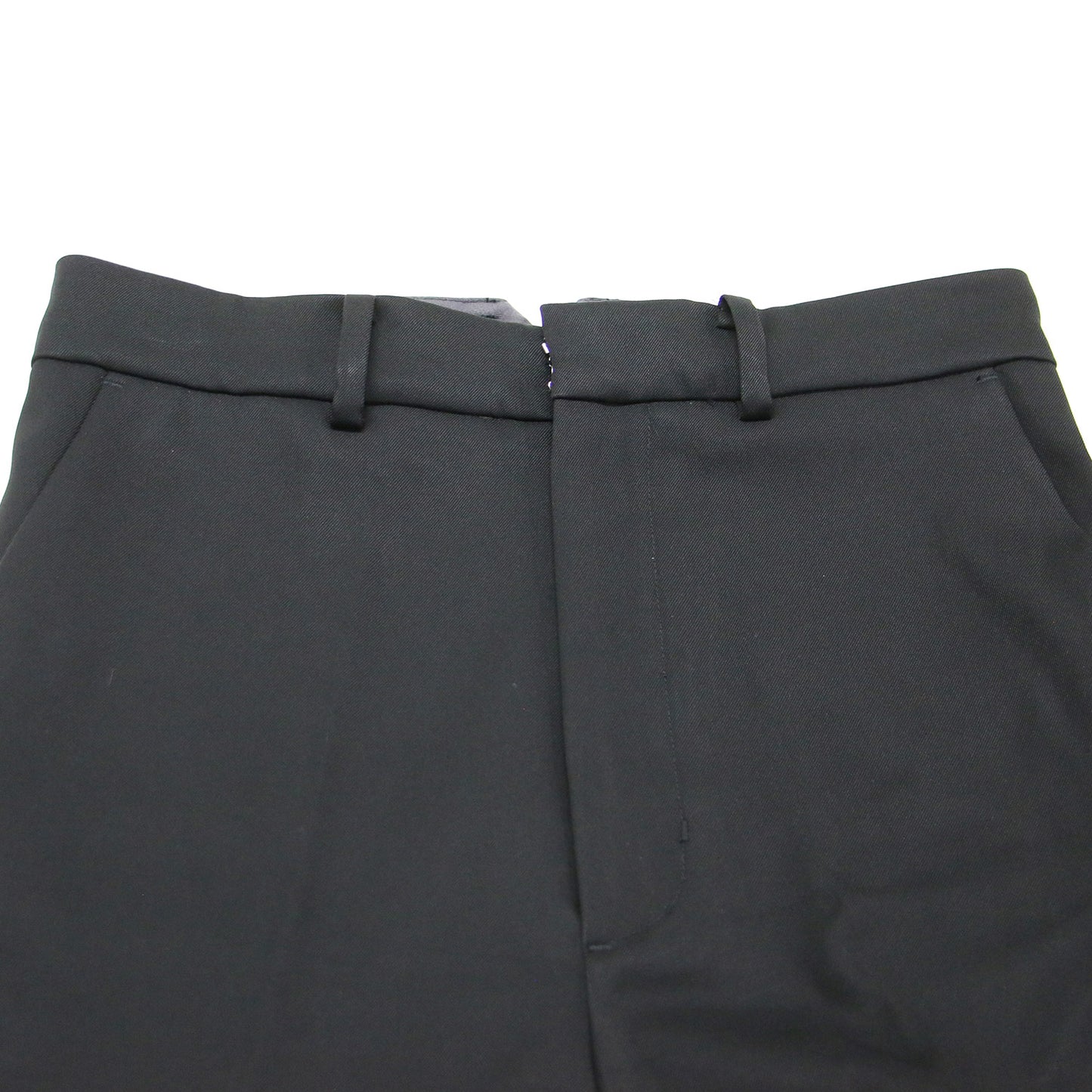 ハイウエスト ストレート ワイドパンツ / スラックス センタープレス テーパード フルレングス ストレッチ