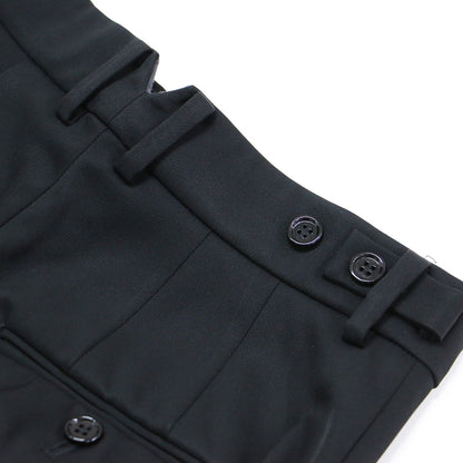 ハイウエスト ストレート ワイドパンツ / スラックス センタープレス テーパード フルレングス ストレッチ