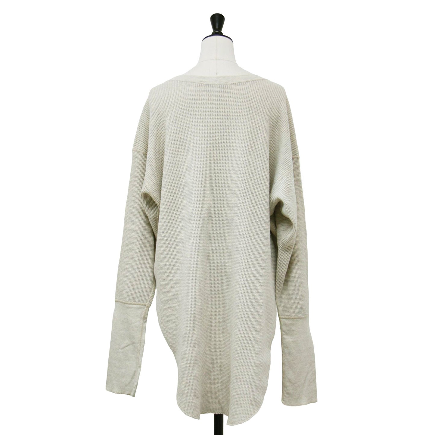 ワッフル サーマルカットソー / Tシャツ プルオーバー 長袖 チュニック丈 ワイド コットン