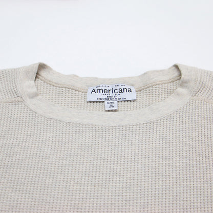 ワッフル サーマルカットソー / Tシャツ プルオーバー 長袖 チュニック丈 ワイド コットン