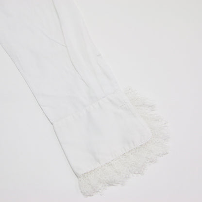 21春夏 コットン シアー レース シャツ / ブラウス 長袖 スタンドカラー タック 比翼ボタン