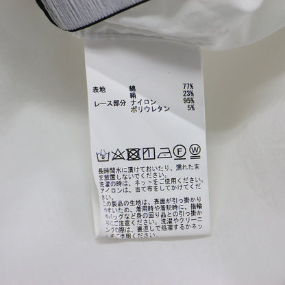 21春夏 コットン シアー レース シャツ / ブラウス 長袖 スタンドカラー タック 比翼ボタン