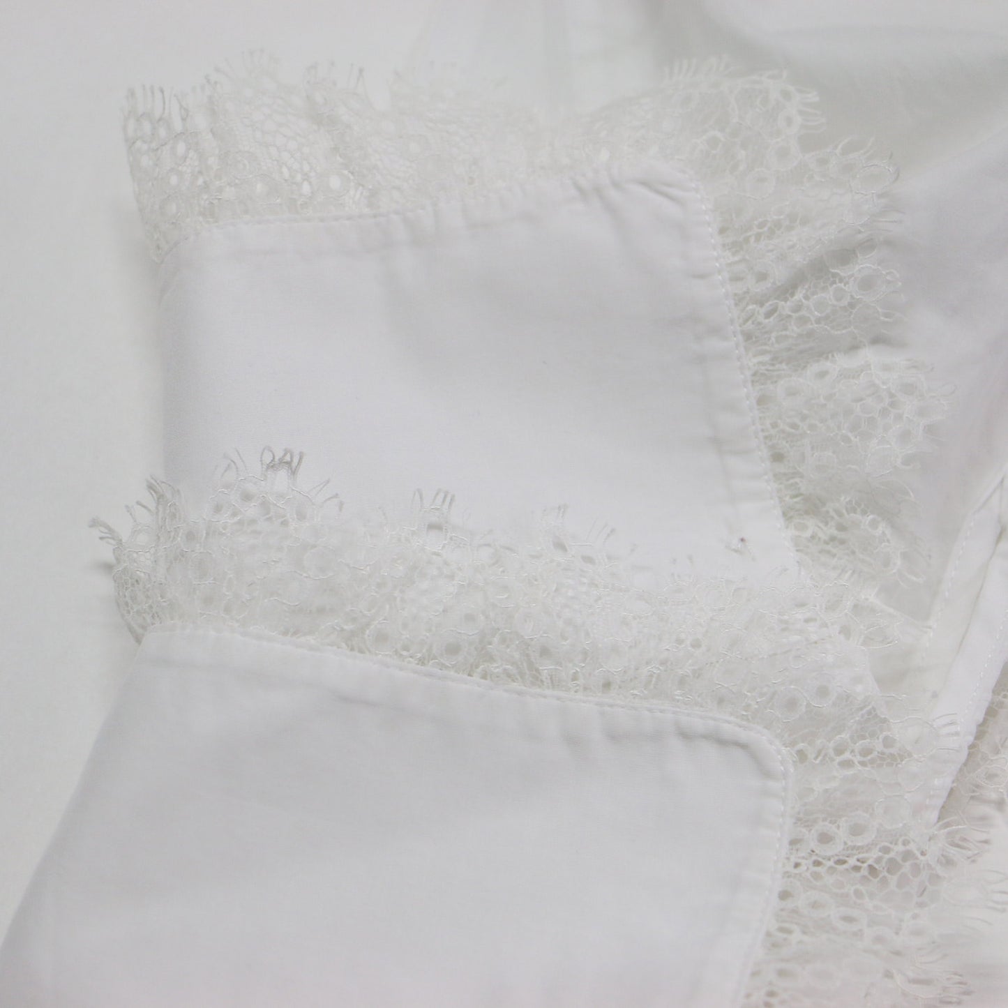 21春夏 コットン シアー レース シャツ / ブラウス 長袖 スタンドカラー タック 比翼ボタン