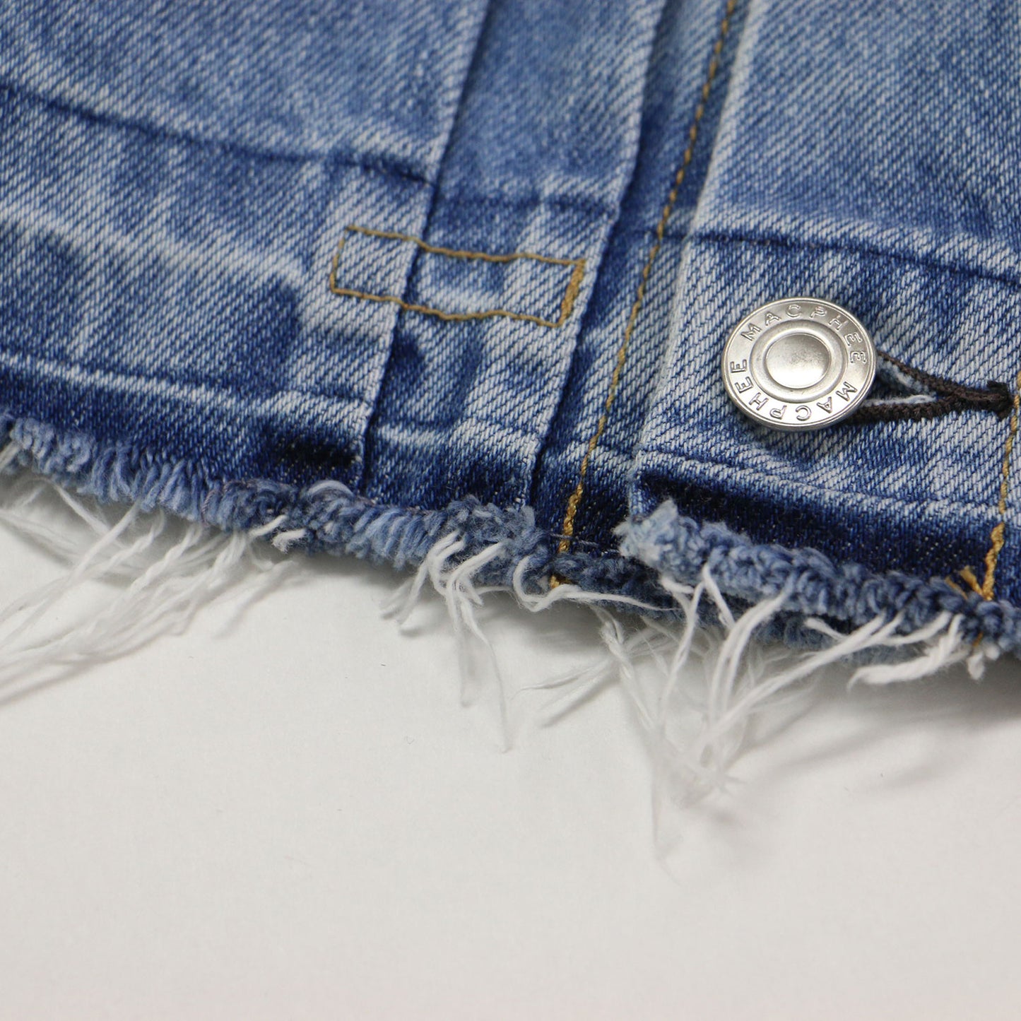 24春夏 コットン デニム ショートジャケット / 長袖 ラウンドスリーブ コンパクト ヴィンテージ加工