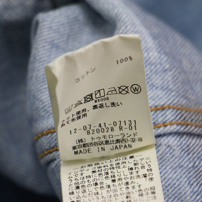 24春夏 コットン デニム ショートジャケット / 長袖 ラウンドスリーブ コンパクト ヴィンテージ加工