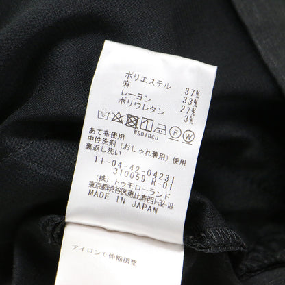 24春夏 リネン レーヨン ストレッチ タック ストレートパンツ / ハイウエスト ストレッチ