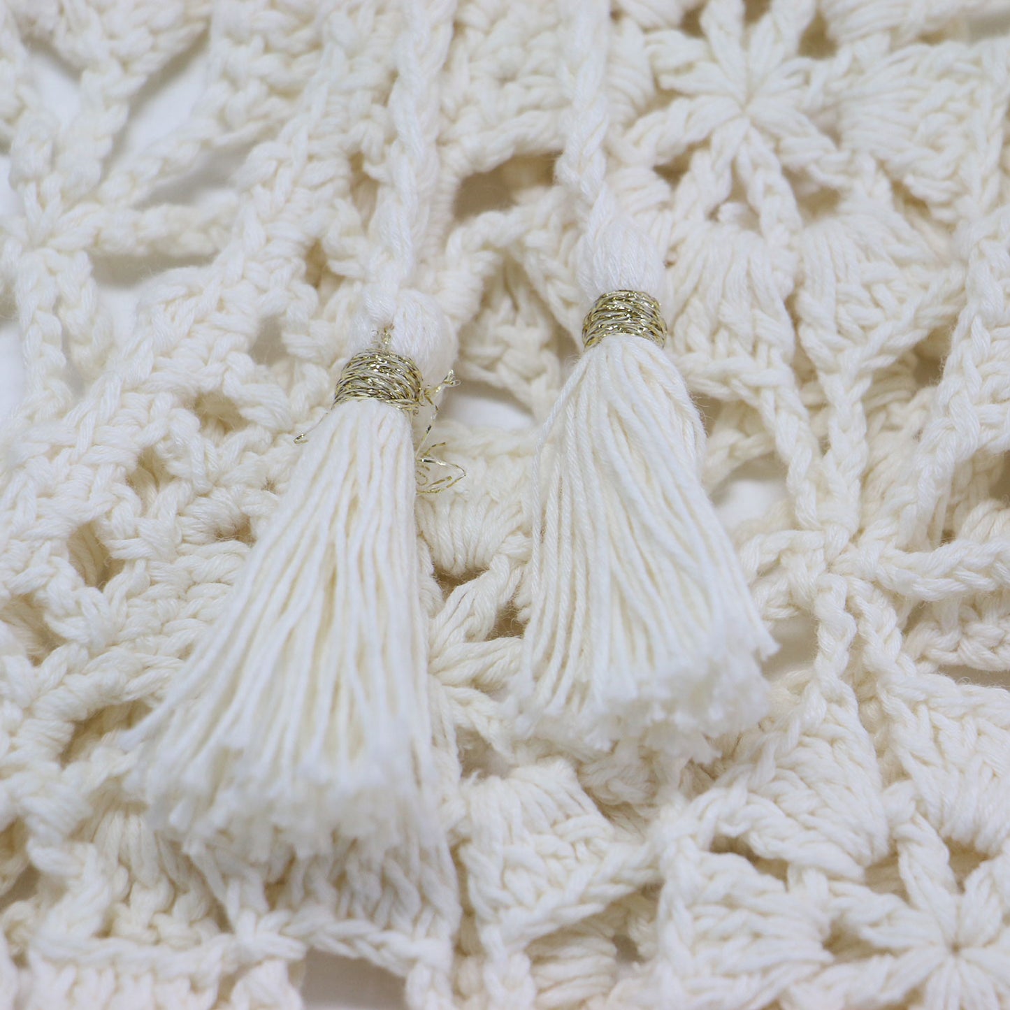 24春夏 モチーフ クロシェット ハーフスリーブ カーディガン / ニット 半袖 かぎ針編み コットン リネン