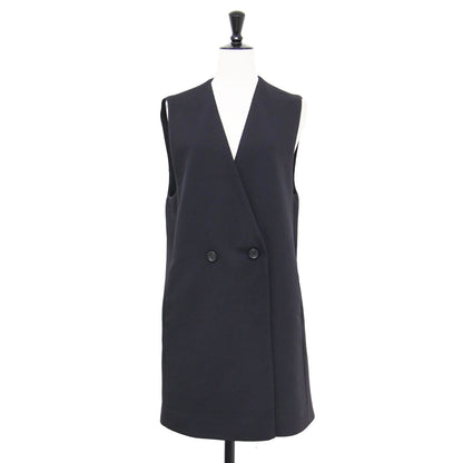 22春夏 ドライアムンゼン Vネック ジレ / ベスト ノースリーブ チュニック丈 ストレート ダブルブレスト