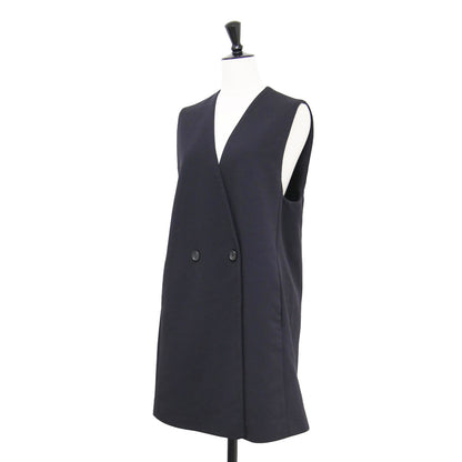 22春夏 ドライアムンゼン Vネック ジレ / ベスト ノースリーブ チュニック丈 ストレート ダブルブレスト