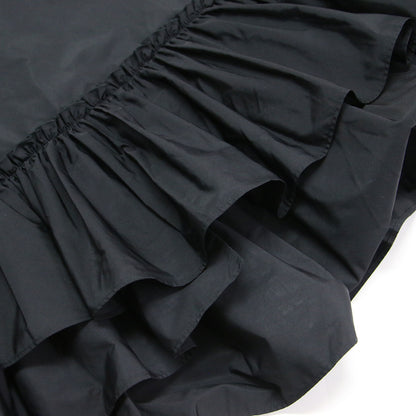 23秋冬 ポリエステル シルク マット タフタ ギャザー ティアード ブラウス / プルオーバー ノースリーブ ペプラム