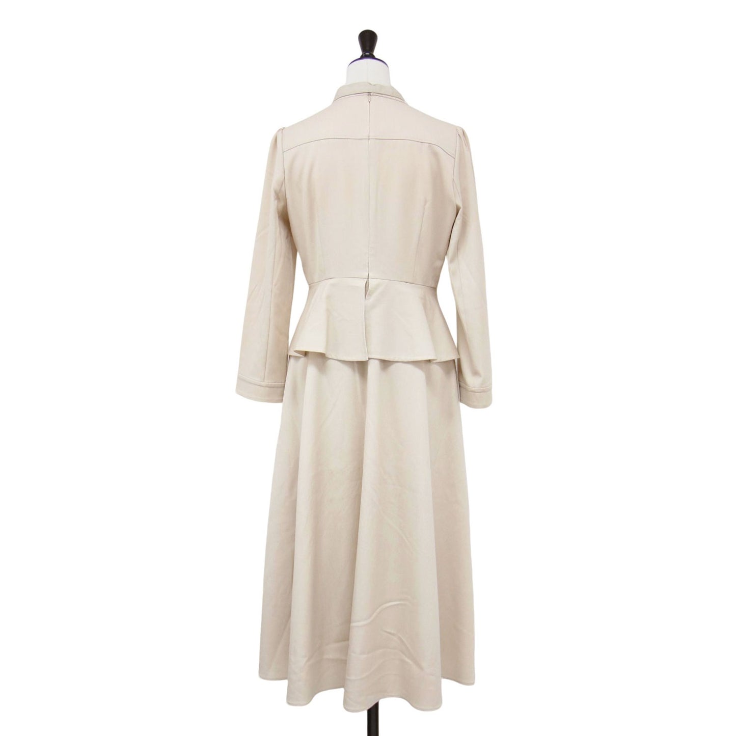 23秋冬 ペプラム デザイン デニム ワンピース / ミディ丈 長袖 ボウタイ フレア